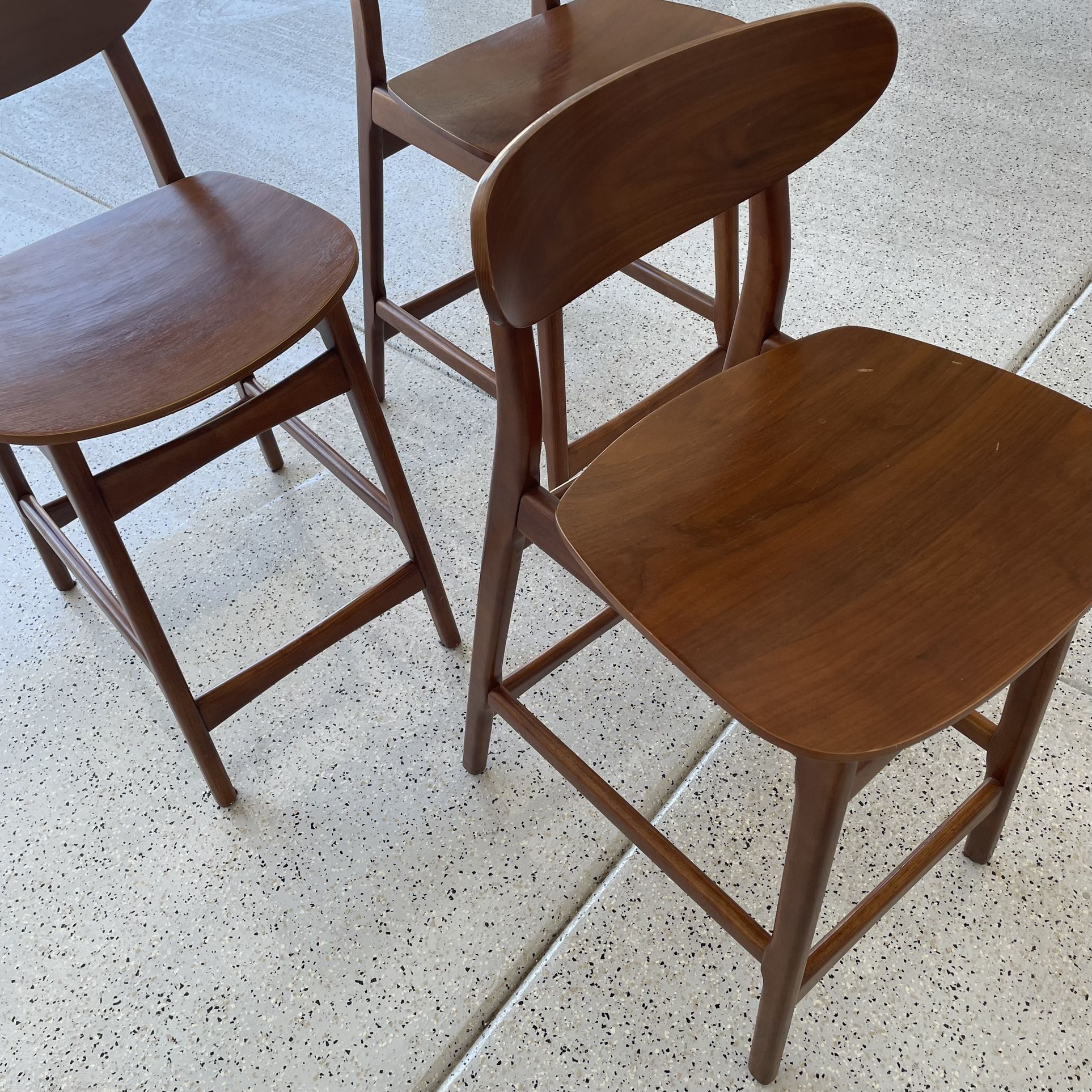 West Elm Classic Walnut Wood Cafe Counter Bar Stools
