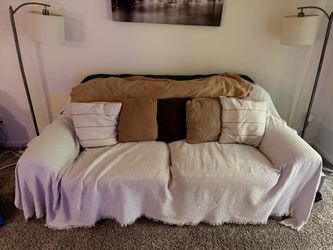 Two-Seat Sofa Loveseat with Throw Cover