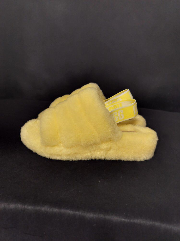 Women's Yellow Strap Fluff Yeah UGG Sandals (Size 7)