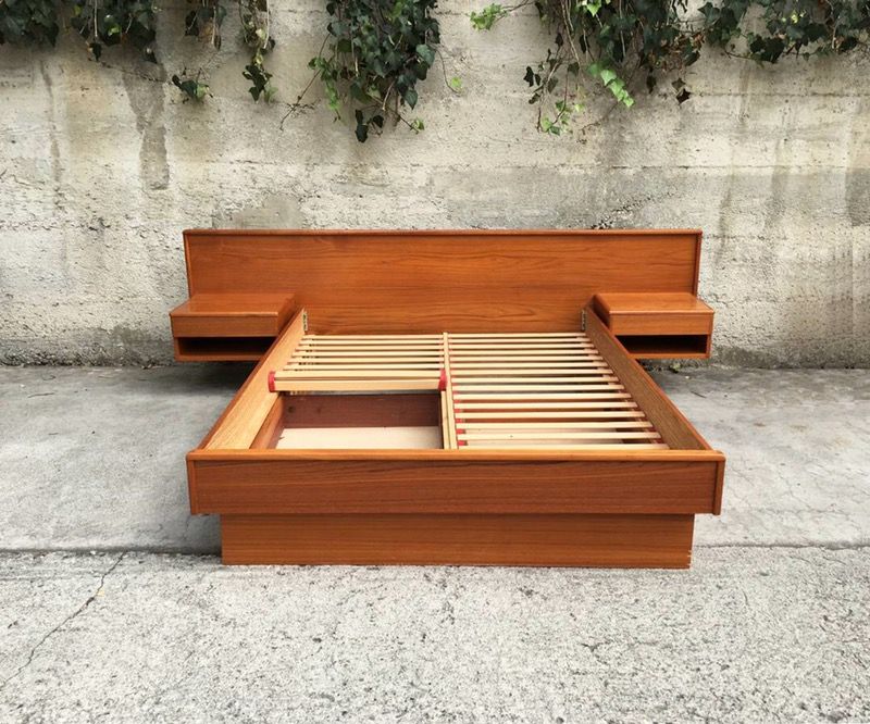 Mid Century Modern Teak Danish Platform Bed by Nordisk Andels-Eksport