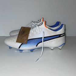 Puma King Ultimate FG/AG Soccer Cleats 107262-01 White/blue Women’s Size 8.5