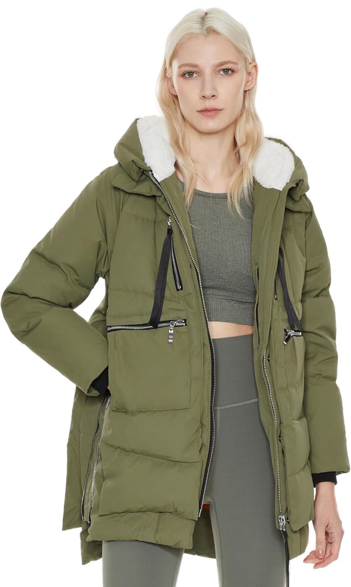Olive Green Women’s Puffer Jacket