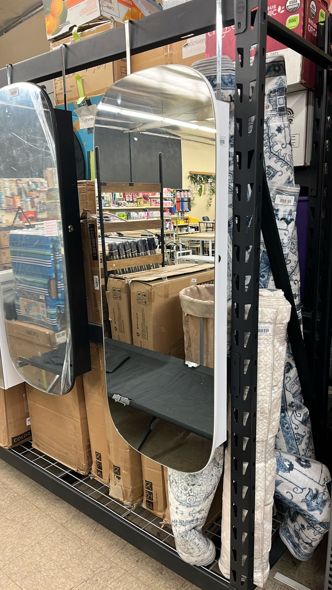 SONGMICS Jewelry Organizer LED Cabinet Wall/Door Mounted Lockable Rounded Wide Mirror - White