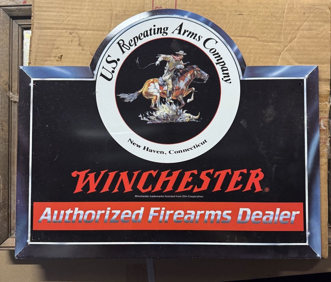 Winchester Authorized Firearms Dealer Metal Sign – Vintage Style Collectible