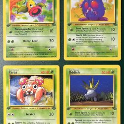 1st Edition Pokemon TCG (4 cards) Weepinbell Venonat Paras Oddish NM
