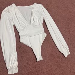 New Small White Bodysuit Lingerie Top Blouse 