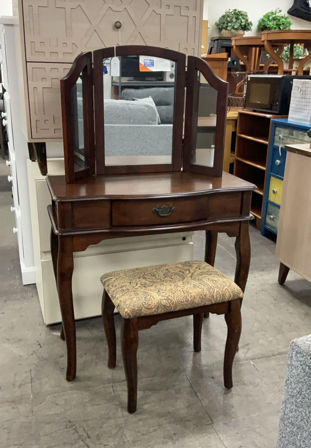 2pc Vanity Set Table With Mirror And Bench