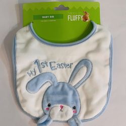 Happy Go Fluffy My First Easter Baby Boy Bib and Booties NWT Super Soft
