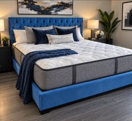 Free delivery! Brand new king size blue velvet tufted bedframe