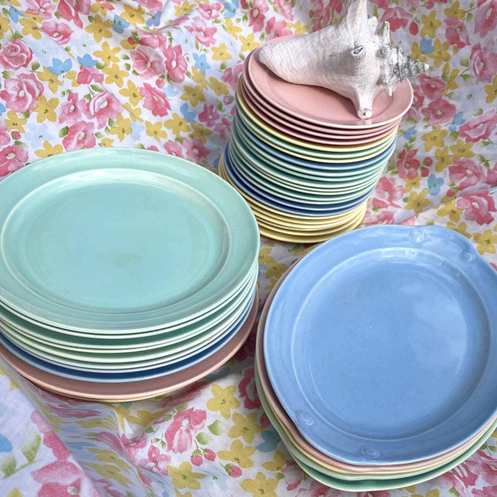 LuRay Pastels giant 39 piece lot serving platters dinner plates small plates