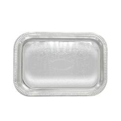 Winco CMT-1812 Oblong Serving Tray, Chrome-Plated, Gadroon Edge W/ Engraving, 18 X 12.5-In -