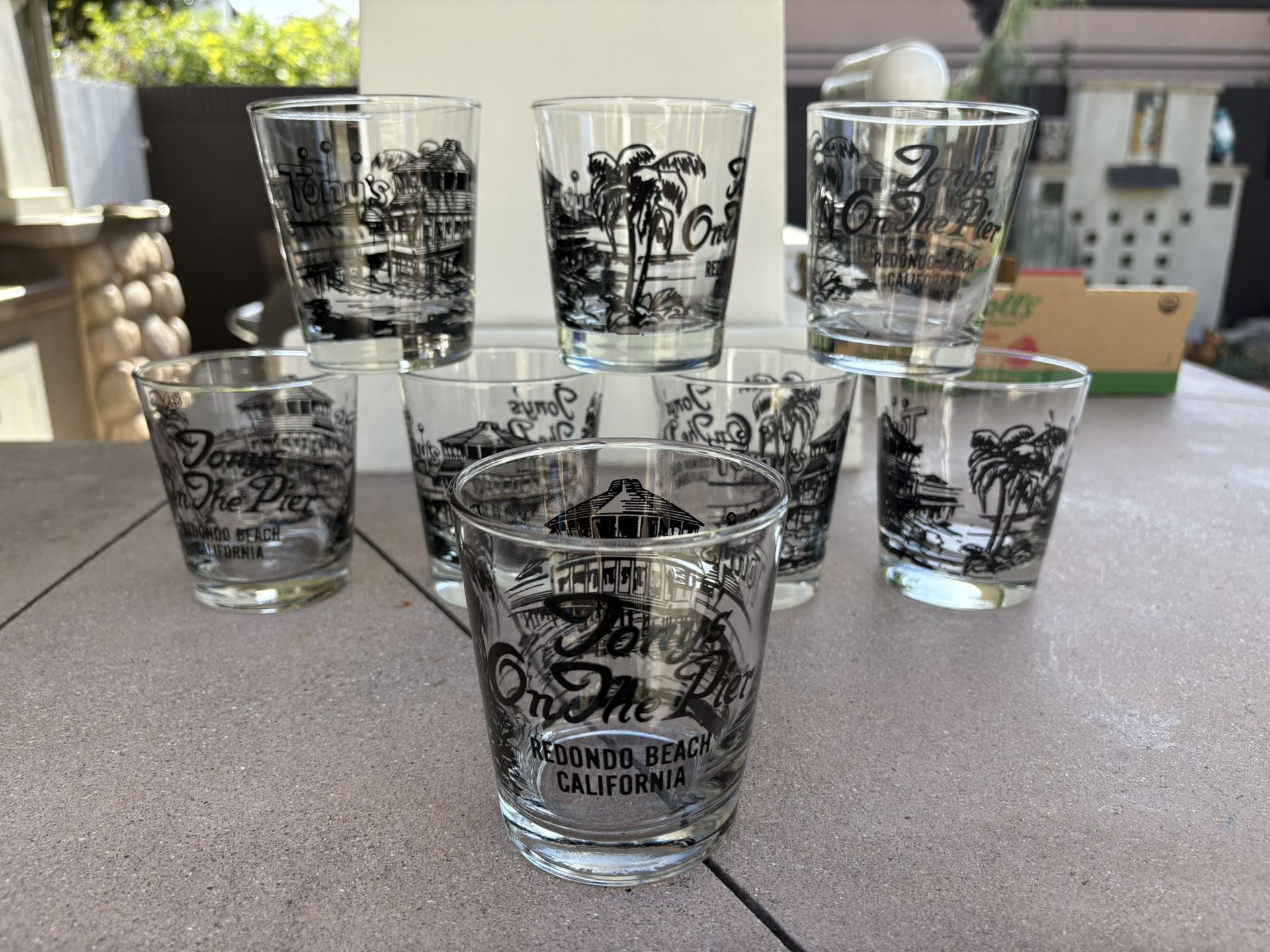 Tony’s On The Pier Redondo Beach Vintage Lowball Glasses (8)Price for All