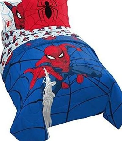 Jay Franco Marvel Spiderman Webtastic 7 Piece Full Size Bed Set - Includes Reversible Comforter & Sheet Set - Super Soft Kids Bedding Fade Resistant