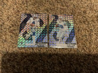2025 CeeDee Lamb & Dak Prescott Silver Mosaic Prizm Parallel Football Cards Dallas Cowboys Superstars
