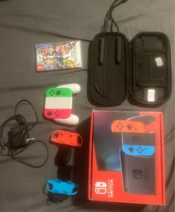 Nintendo Switch and additional items.