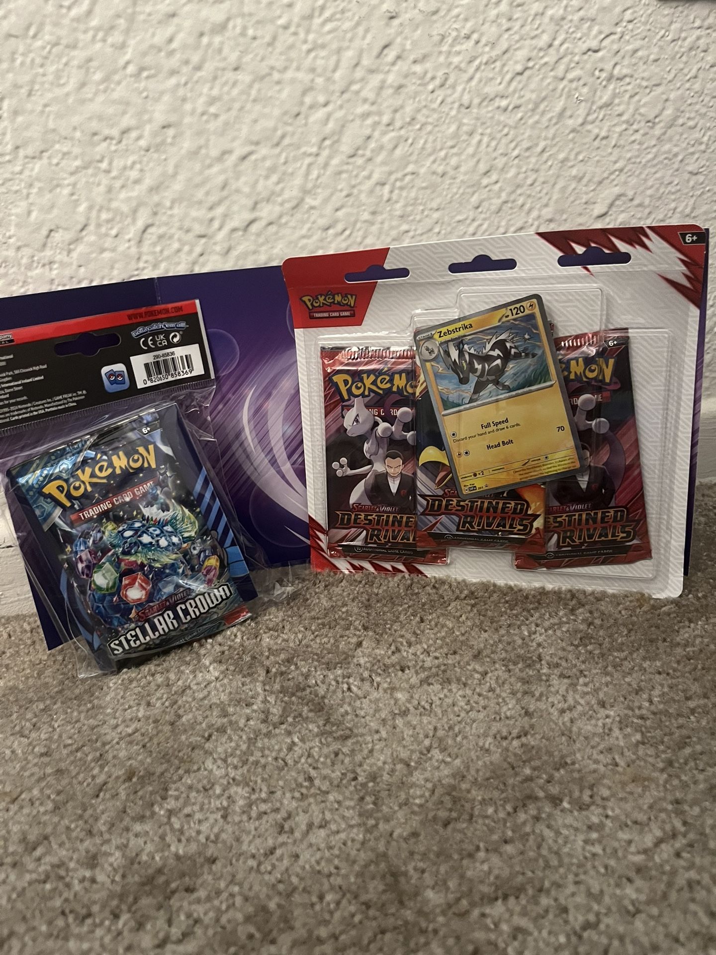 Pokemon Destined Rivals 3 Pack Blister + Stellar Crown Pack and Mini Portfolio