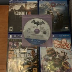 Resident Evil 7, Batman Arkham City, GTA 5, God Of War  For PS4