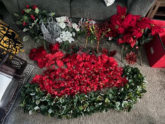 Christmas flowers and garland