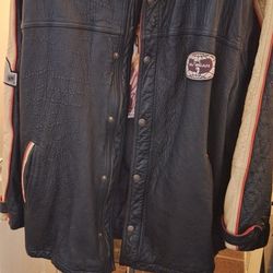 Wu-Wear 1990's Leather Bomber Jacket 