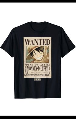 One Piece Anime Monkey D. Luffy Wanted Poster T-Shirt Size Large