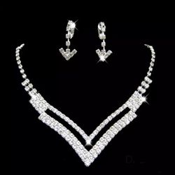 Crystal Bridal Jewelry Sets Rhinestone Silver Plated Wedding Acessories