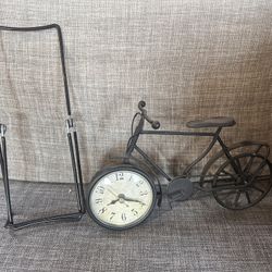 Wire Display Stand and vintage-style metal bicycle desk clock