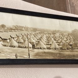 Rare vintage military photograph yard long Mexican Border War 1916 US troops encampment 