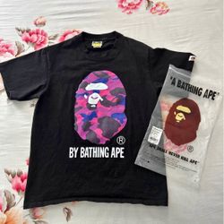 black and purple bape tee