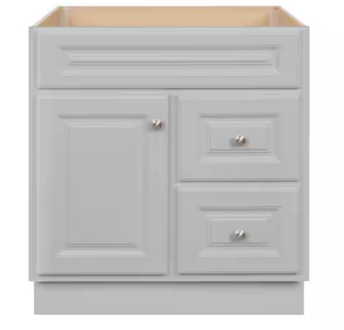 Glacier Bay Hampton 30 in. W x 21 in. D x 33.5 in. H Bath Vanity Cabinet without Top in Dove Gray