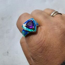 Amethyst And Fire Opal Ring