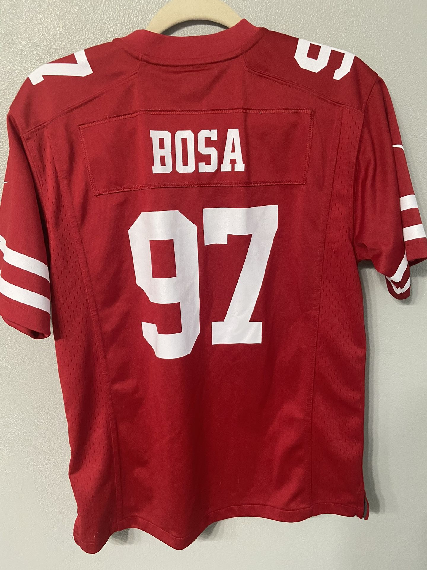 Nick Bosa San Francisco 49ers Autographed 16 x 20 White Jersey Shrug  Photograph