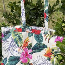 Tropical Floral Shopping/Tote Bag, Handmade