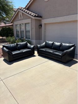 Leather Two Piece Couch Set