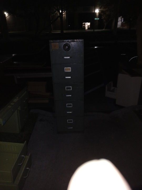 Heavy Duty filing cabinet with safe lock installed on the top drawer period vintage