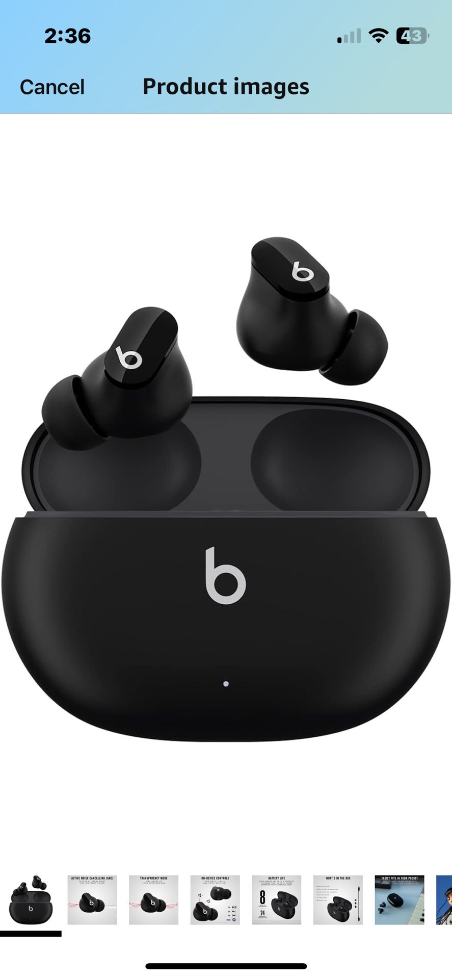 Beats Studio Buds - True Wireless Noise Cancelling Earbuds - Black/White/Gray