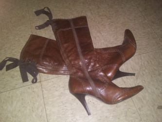 Brown high heels boots