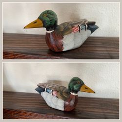 Carved Wood Duck Figurine, Small