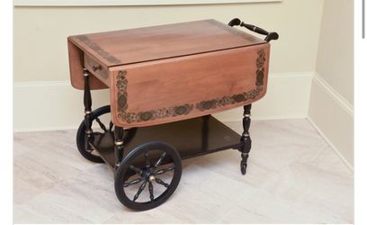 Ethan Allen Drop Leaf Rolling Cart 