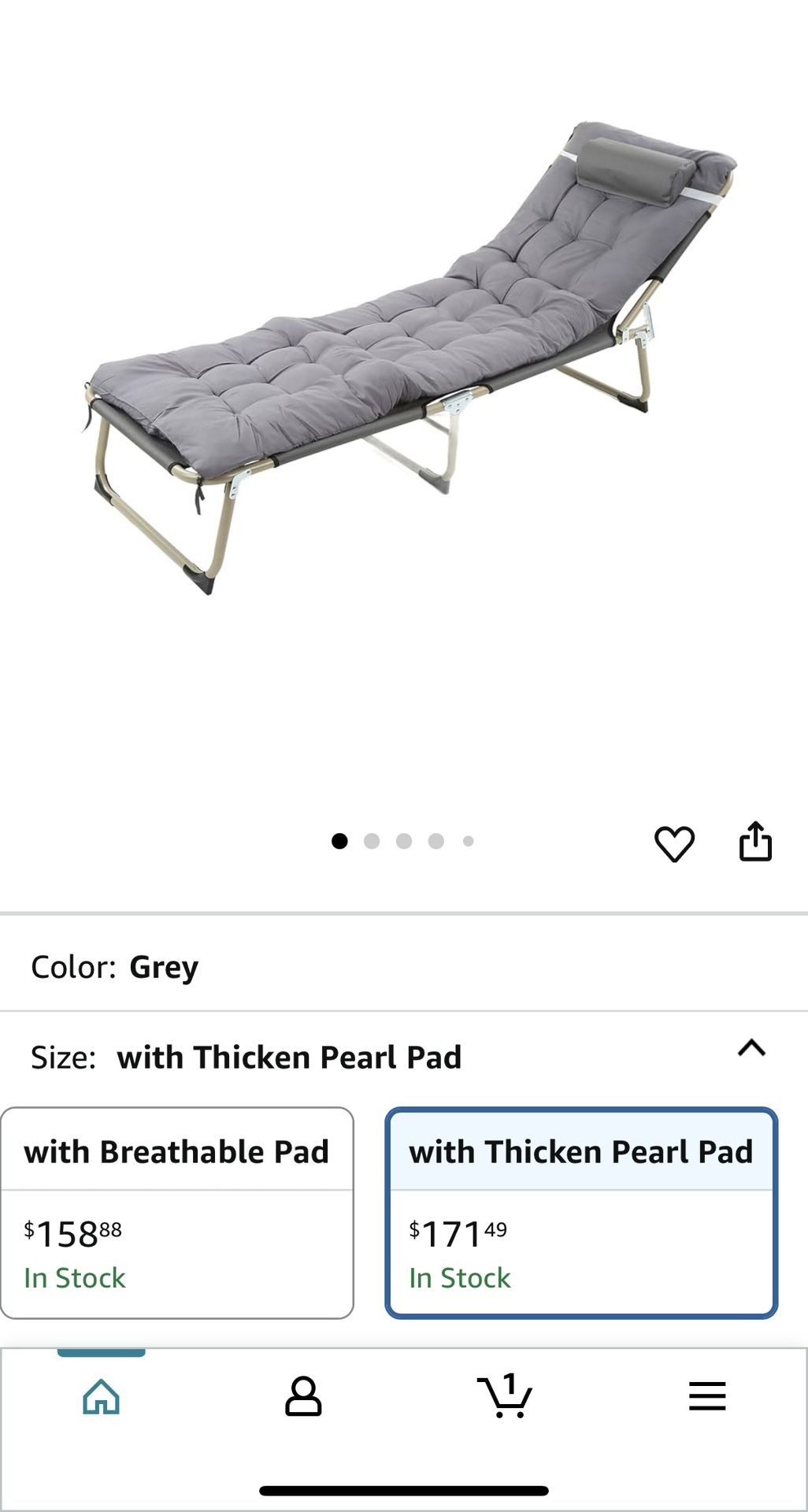 Folding Bed Single Person Folding Reclining Lounger Adjustable Backrest for Camping Office Lunch Break Outdoor