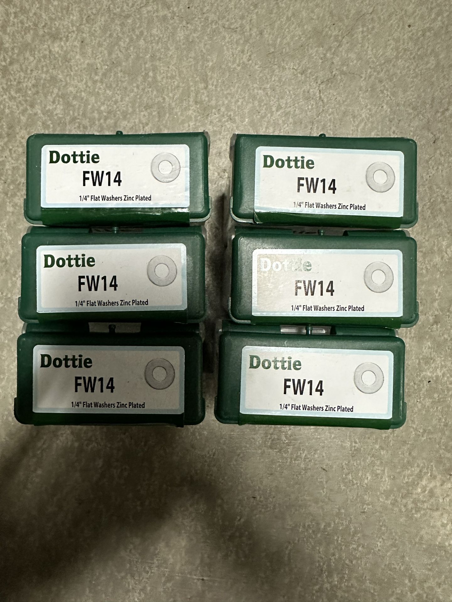 Dottie FW14 1/4” Zinc Plated Flat Washers (Box of 100) 6 Boxes Total.