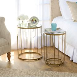 Modern Side Tables 2pc Mirror Top New 