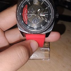 red chronograph extreme sport watch