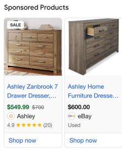 Ashley dresser and adjustable sleep number King bed!