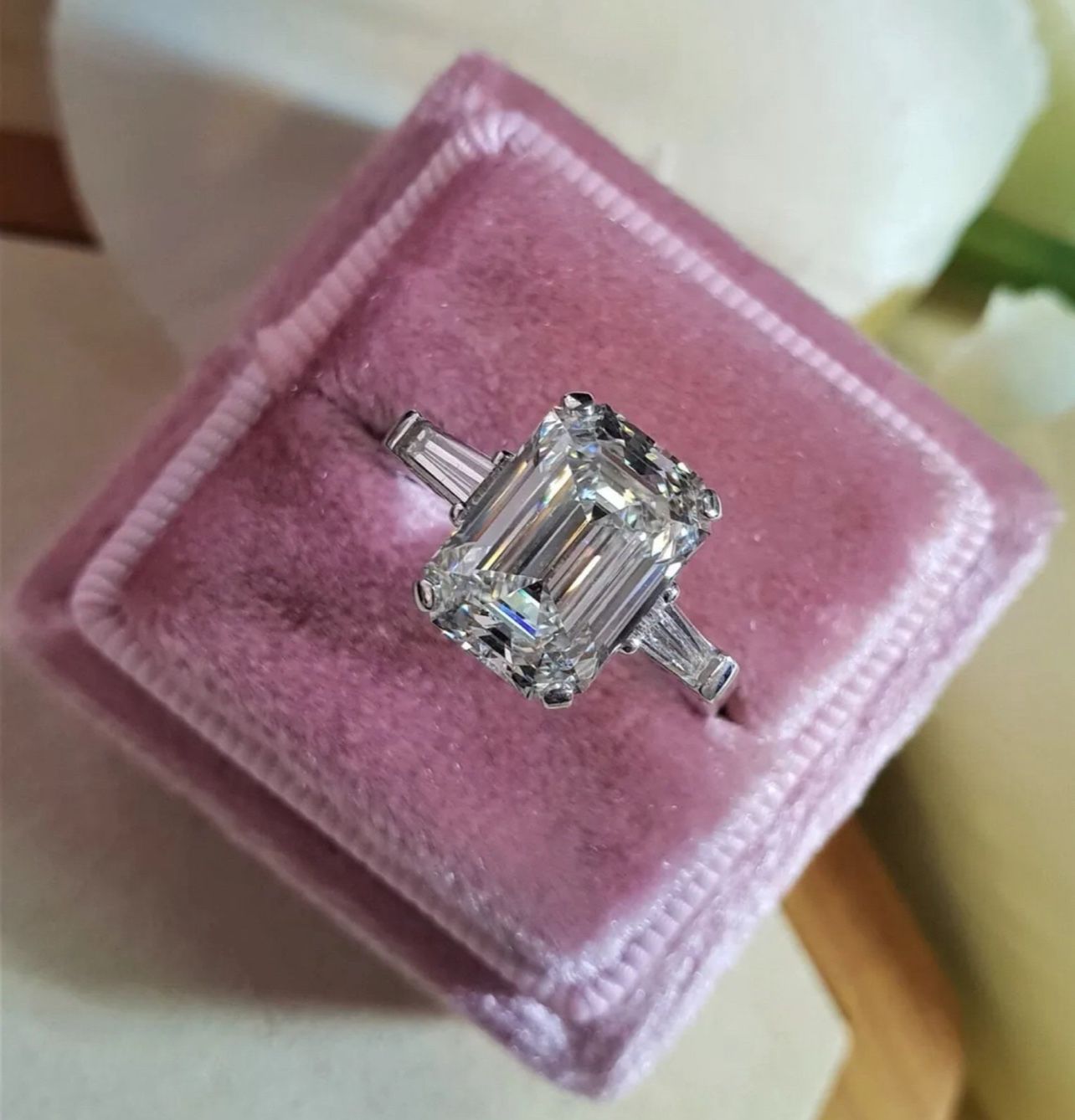 ✅Luxury 925 Sterling Silver G Color Emerald Cut 10CT Lab Sapphire Cz Gemstone Cocktail Party Ring Engagment Size 6,7,8  