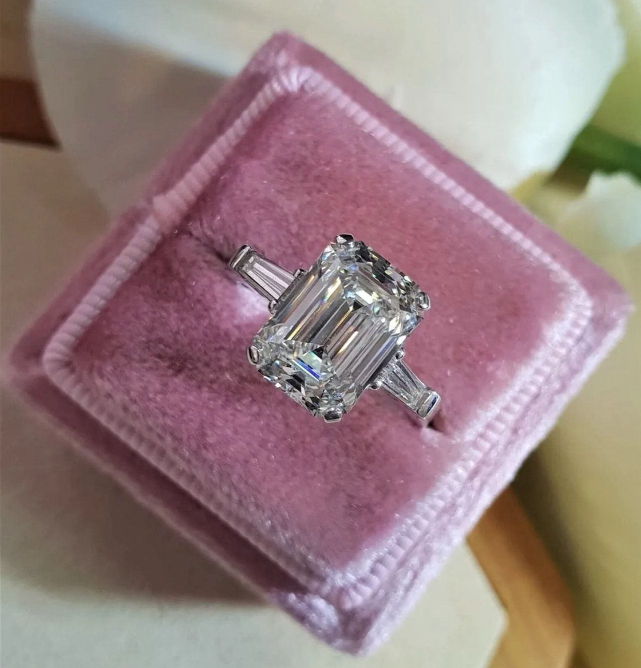✅Luxury 925 Sterling Silver G Color Emerald Cut 10CT Lab Sapphire Cz Gemstone Cocktail Party Ring Engagment Size 6,7,8