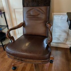King Ranch Executive Leather Desk Office Chair Western Cow Hide Horse Hair