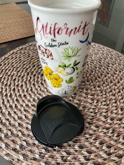 Starbucks California "The Golden State" Coffee Ceramic Travel Tumbler Lid 10 oz