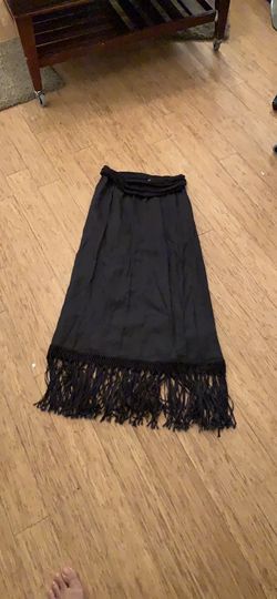 Calypso 100%linen maxi skirt with fold over waist Worn once Fringe in perfect condition Orig $129 Sz Sz