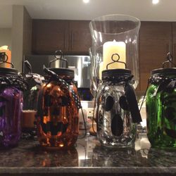 4 Halloween Glass Lanterns