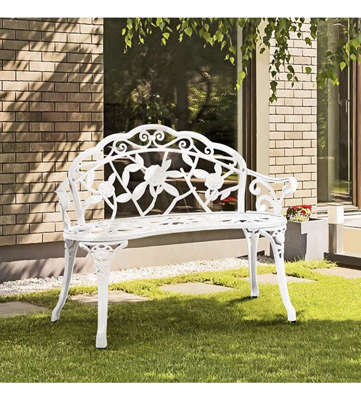 Patio Garden Bench Park Bench Outdoor Benches Aluminium Patio Yard Bench for Outdoor Porch Lawn Balcony Backyard